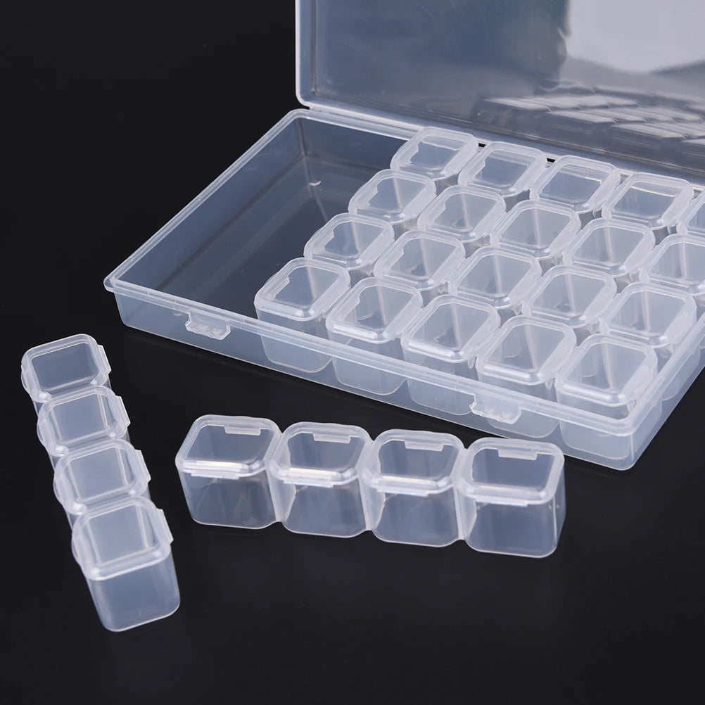 Clear Plastic 28 Slots Jewelry Storage Box Case Organizer