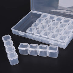 Clear Plastic 28 Slots Jewelry Storage Box Case Organizer