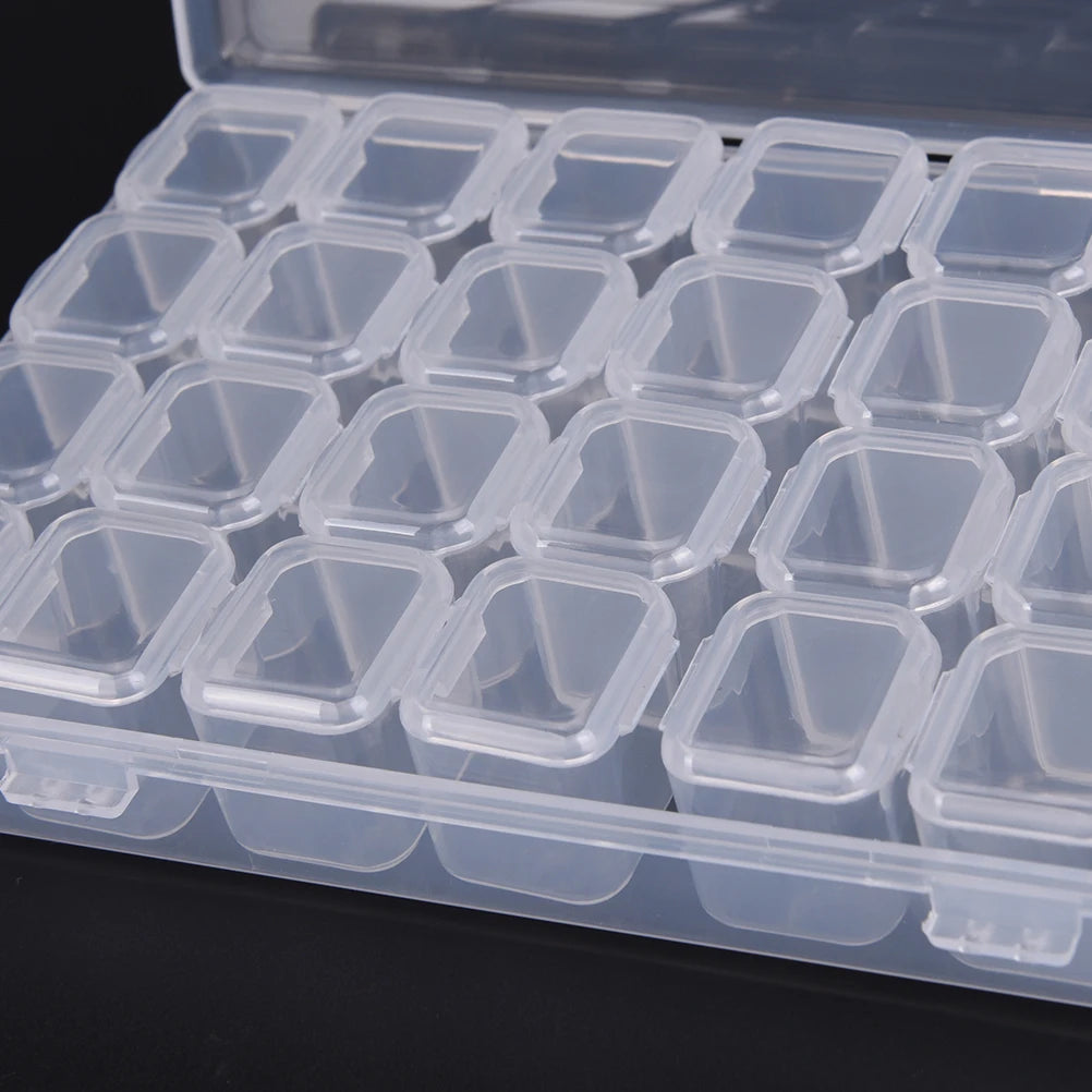 Clear Plastic 28 Slots Jewelry Storage Box Case Organizer