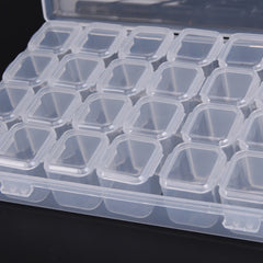 Clear Plastic 28 Slots Jewelry Storage Box Case Organizer