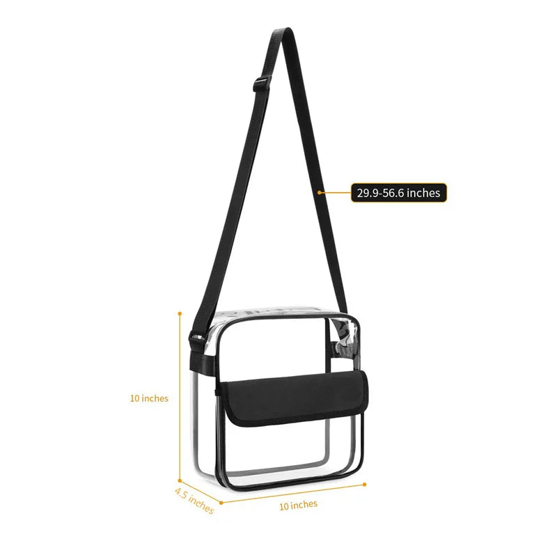 Clear Plastic Tote Bag Transparent PVC Waterproof Crossbody Handbag Shoulder Bag