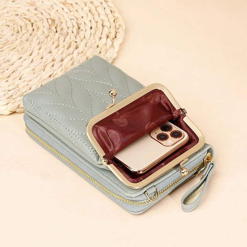 Small Shoulder Phone Bag Women Diamond Lattice Crossbody Messenger Mini Handbag