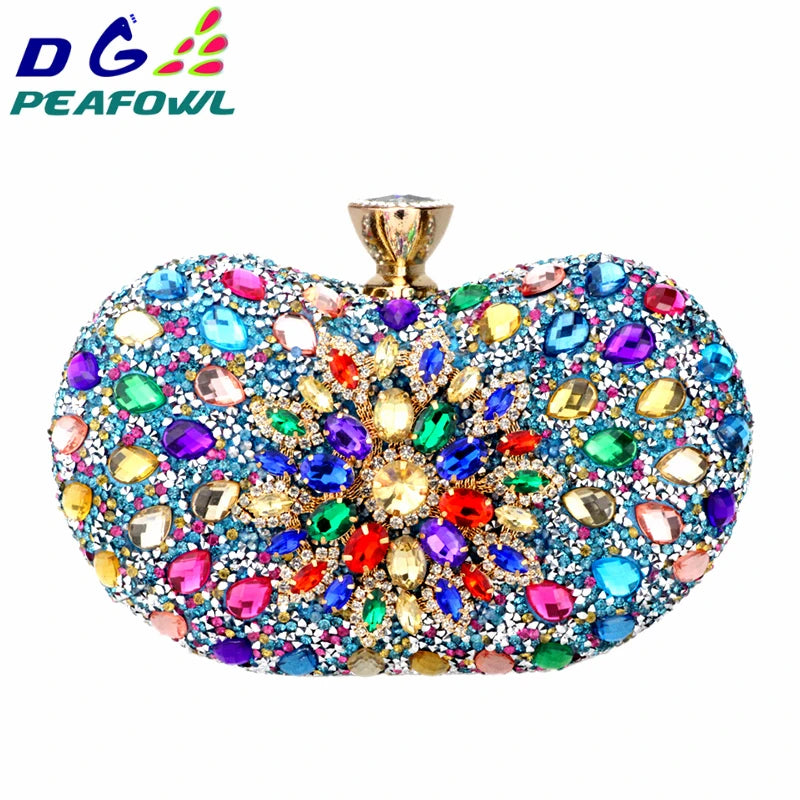 Crystal Floral Clutch Chain Evening Bag Diamond Wedding Shoulder Wallet Purse