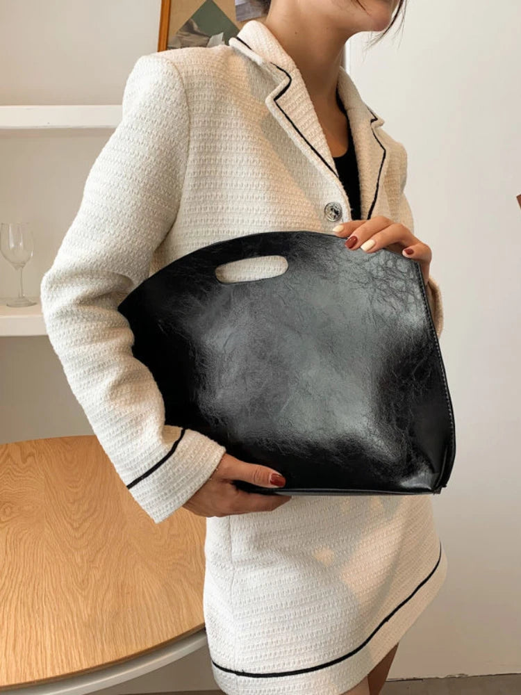 Women Laptop PU Leather Brief Handbags Office Ladies Clutch Bags