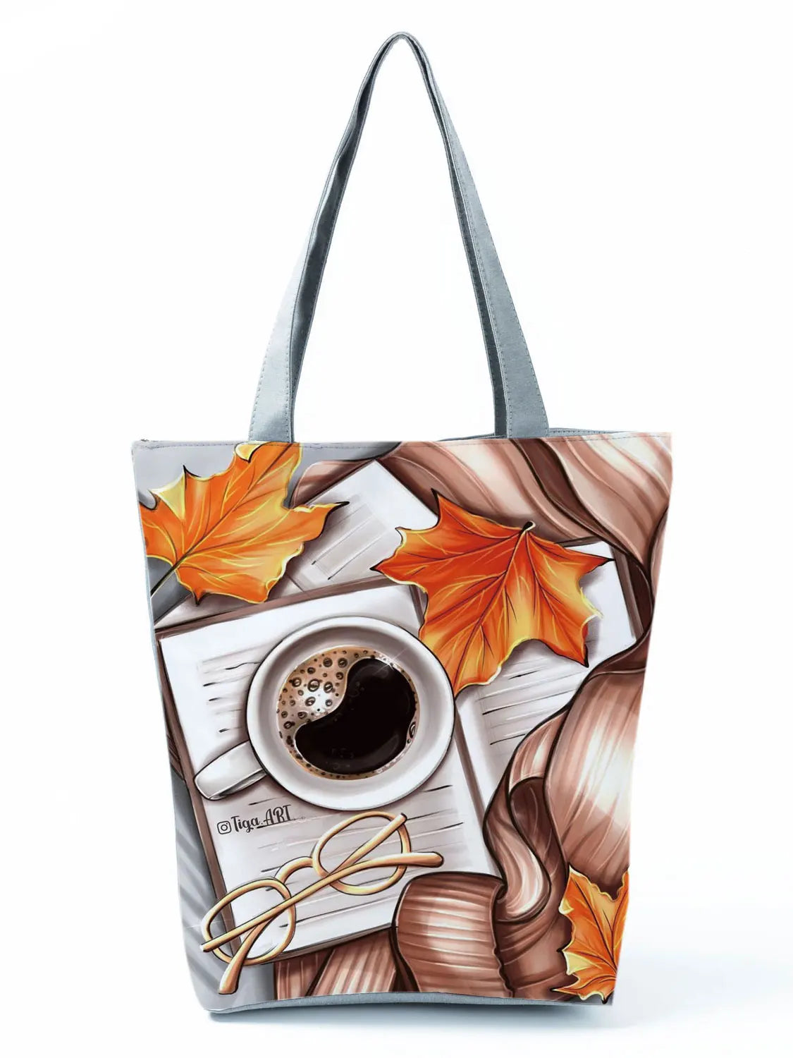 Coffee Girl Print Female Handbag High Capacity Women Eco Reusable Shopping Bag
