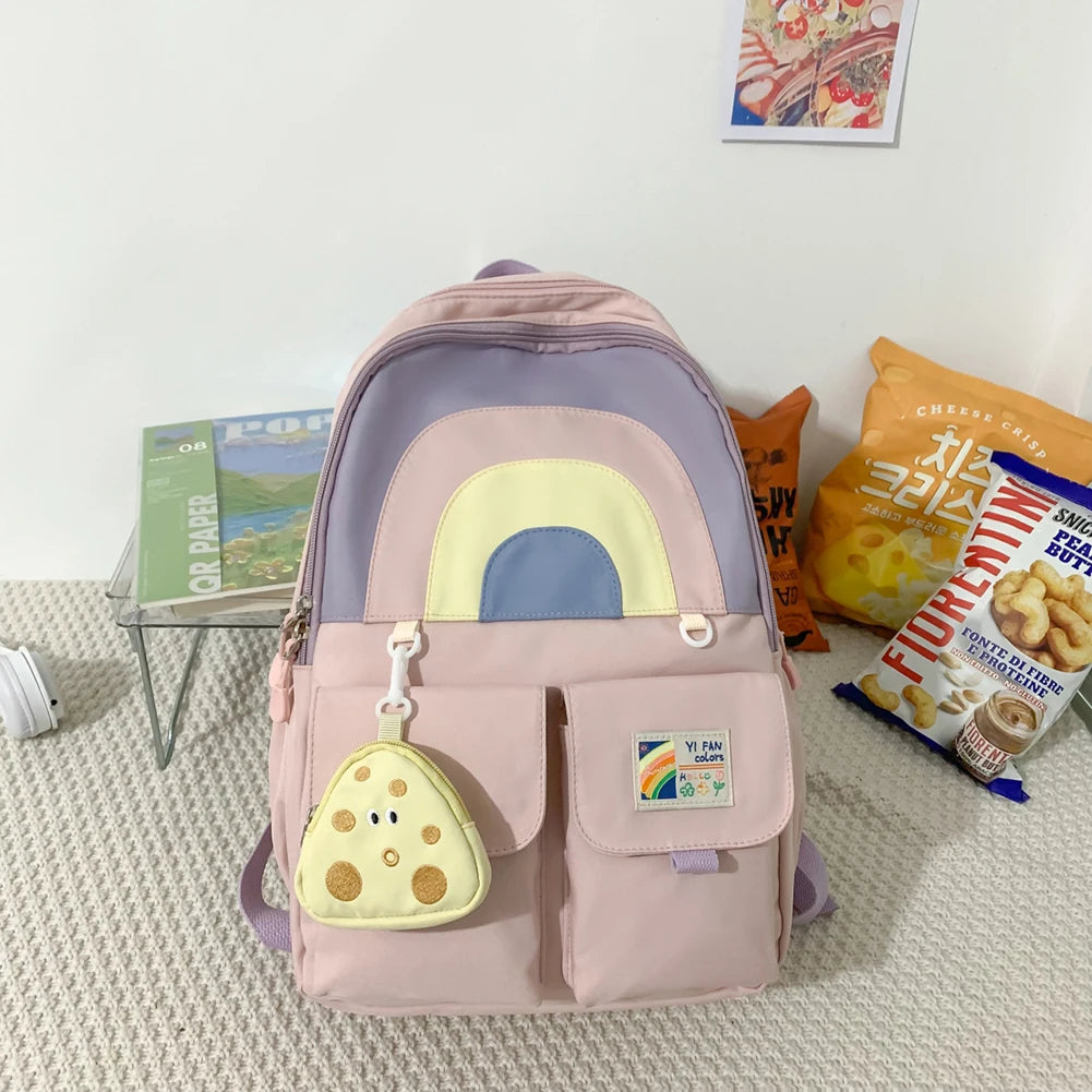College Student Bookbag School Backpack Large Capacity Soft Multi-P