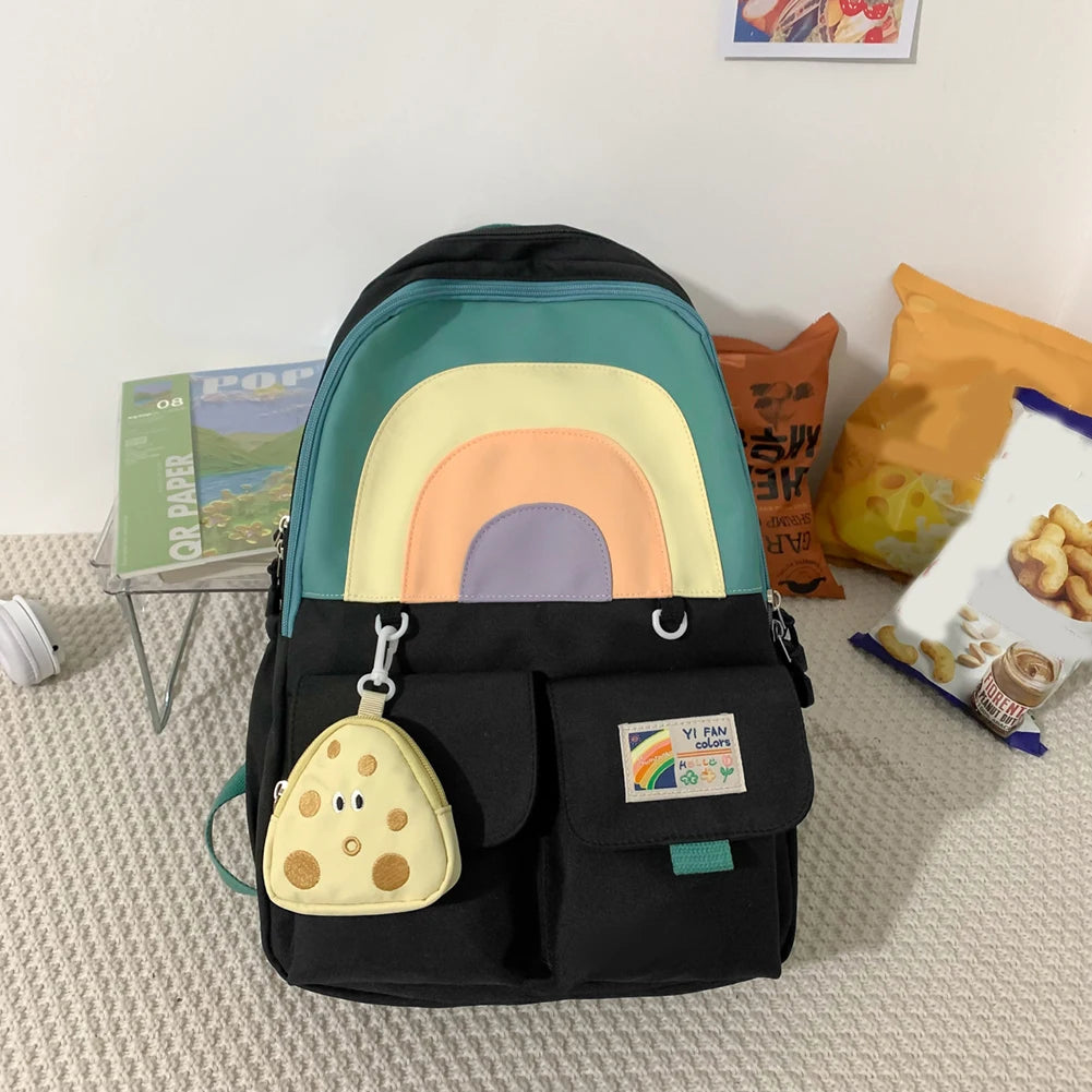 College Student Bookbag School Backpack Large Capacity Soft Multi-P