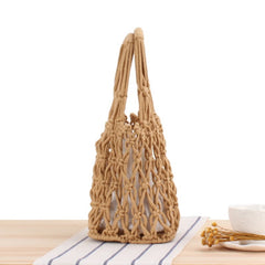 College Retro Thick Cotton Woven Bag Portable Net Bag Beach Travel Bag