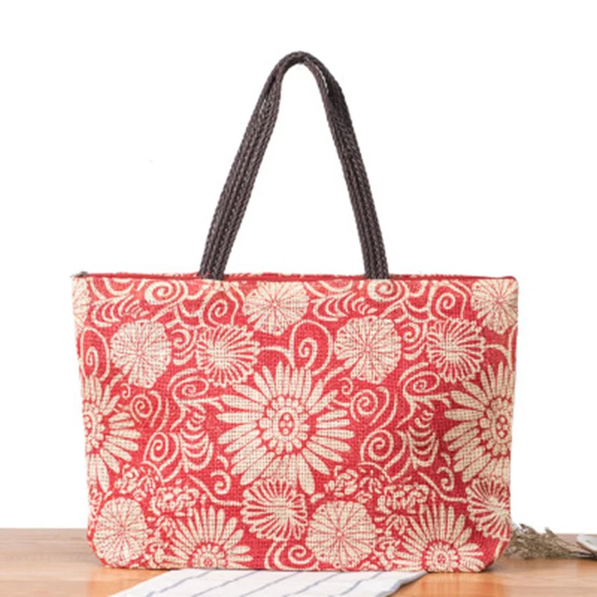 Large Capacity Beach Bag Casual Straw Bag One Shoulder Woven Bag