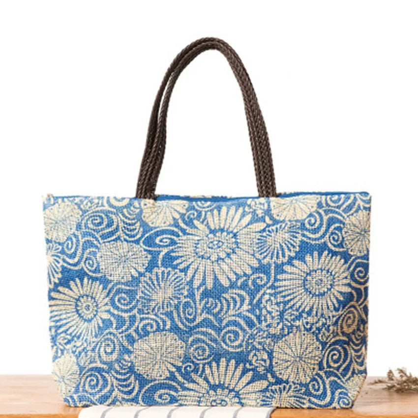 Large Capacity Beach Bag Casual Straw Bag One Shoulder Woven Bag
