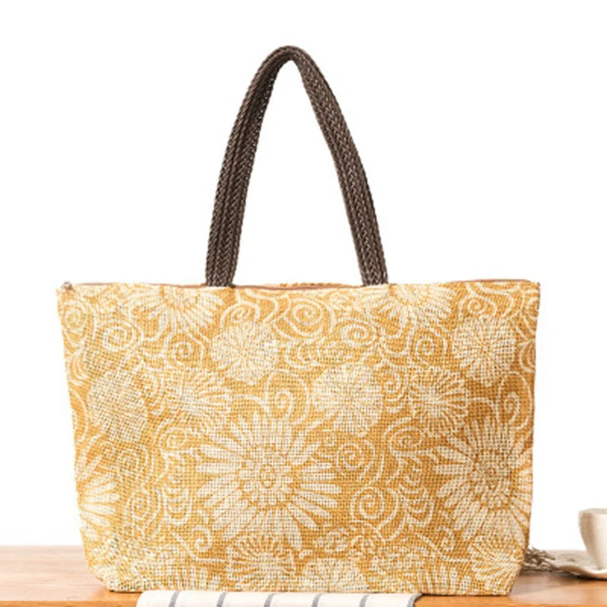 Large Capacity Beach Bag Casual Straw Bag One Shoulder Woven Bag