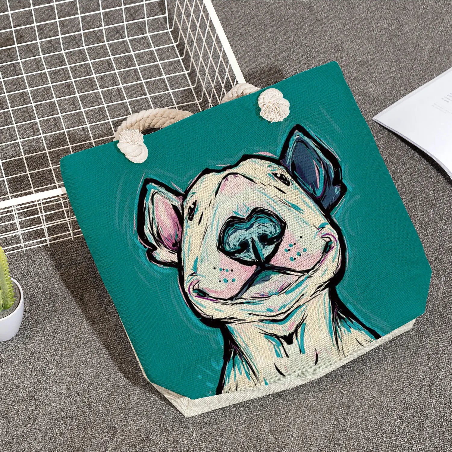 Bull Terrier Dog Print Tote Shoulder Bag