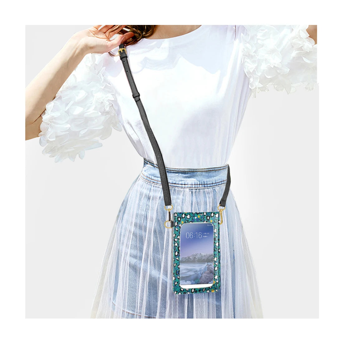 Coloranimal Rainbow Watercolor Painting Leather Waterproof Phone Bag