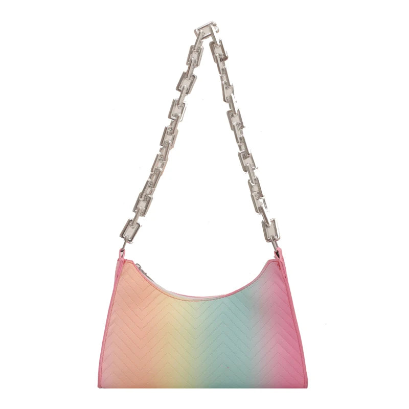 Colorful Women's Shoulder Bag Chain Party Underarm Bag for Female Small Purse