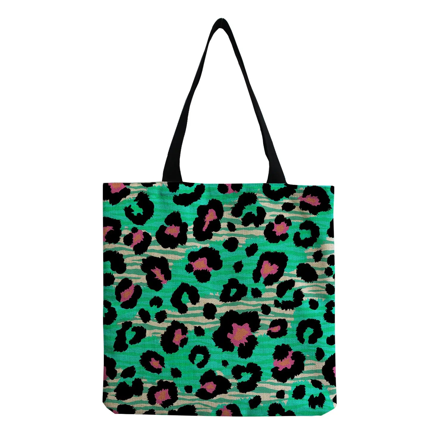Leopard Printed Linen Bag Retro Casual Shopping Bag