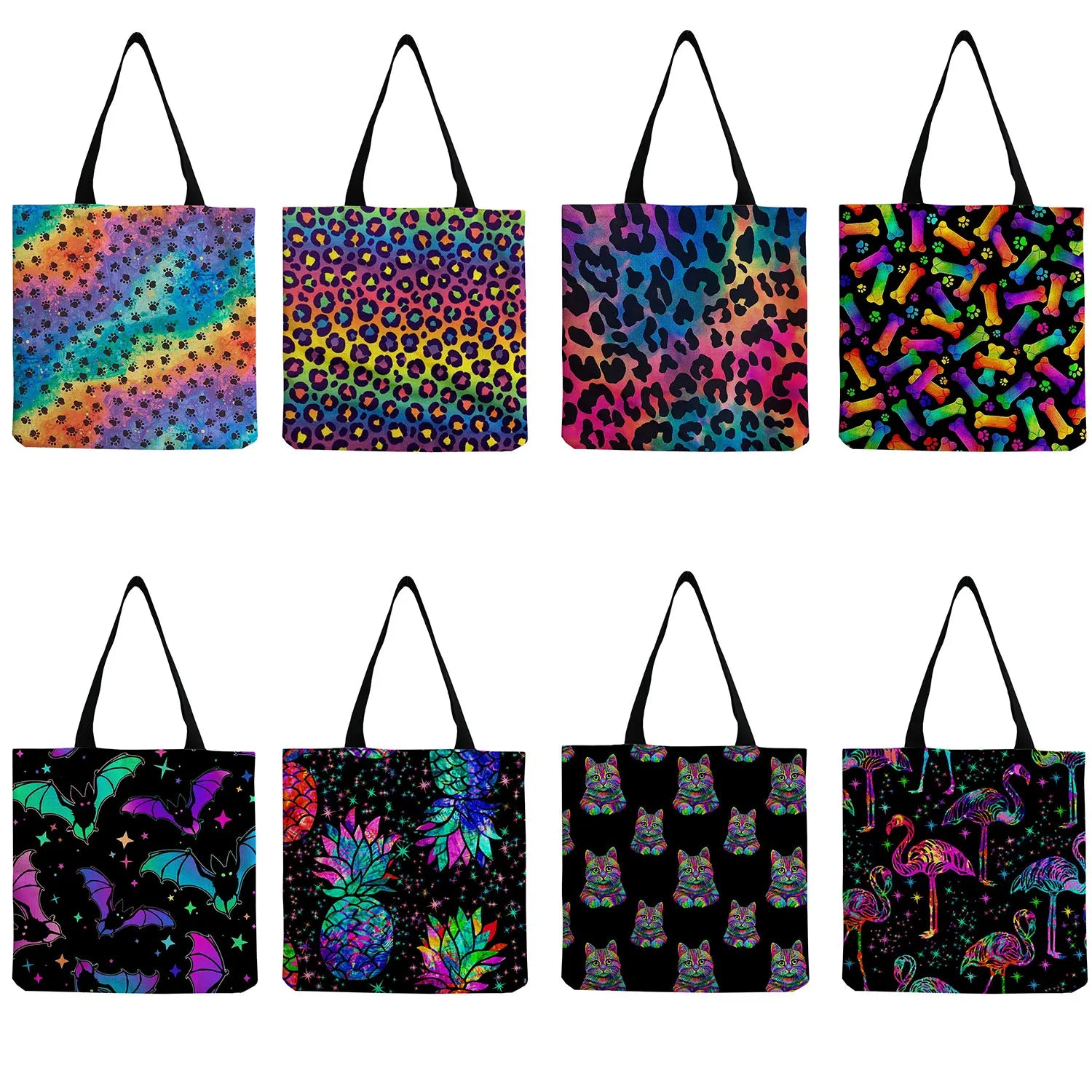 Colorful Print Handbag Foldable Tote Bag Women Shoulder Bag