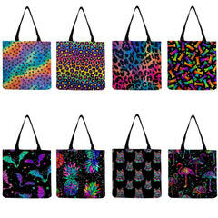 Colorful Print Handbag Foldable Tote Bag Women Shoulder Bag