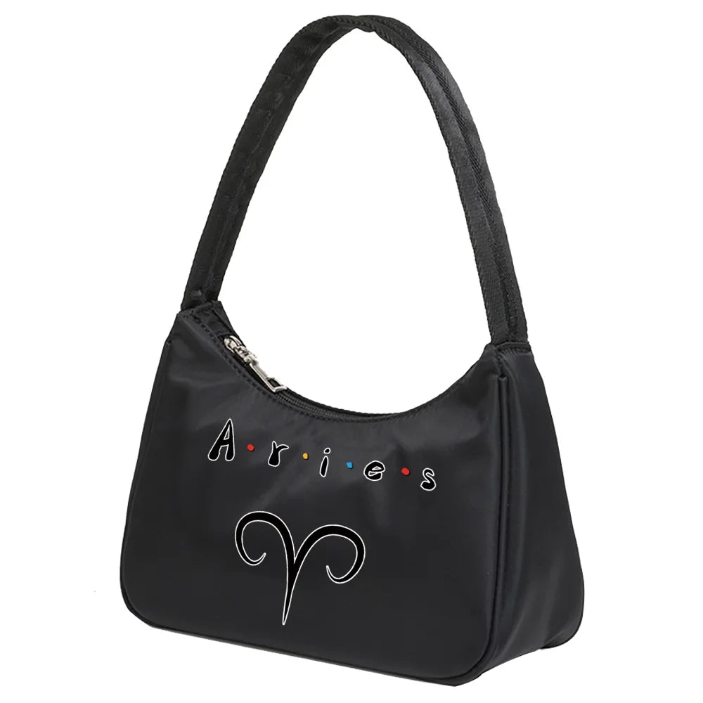 Constellation Print Shoulder Bag Women Zipper Purse Handbag