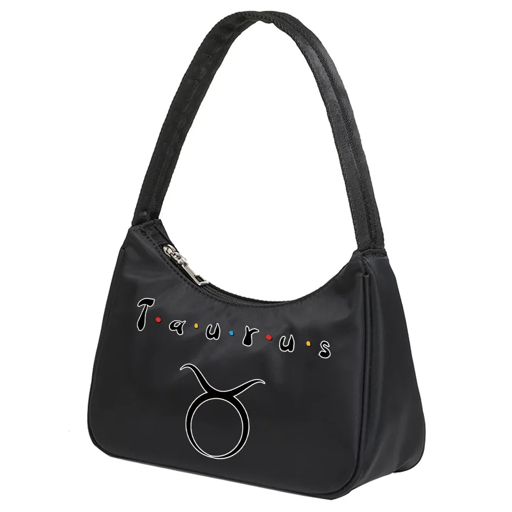 Constellation Print Shoulder Bag Women Zipper Purse Handbag