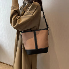 Contrast Bucket Bag Woman Handbag Purse Female Shoulder Bag Big Capacity