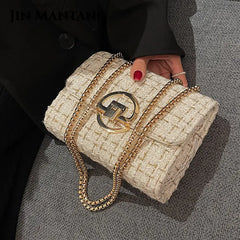 Winter Woolen Shoulder Bag with Chain Strap