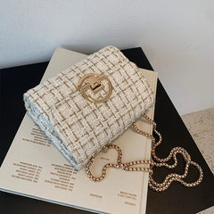 Winter Woolen Shoulder Bag with Chain Strap