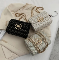 Winter Woolen Shoulder Bag with Chain Strap