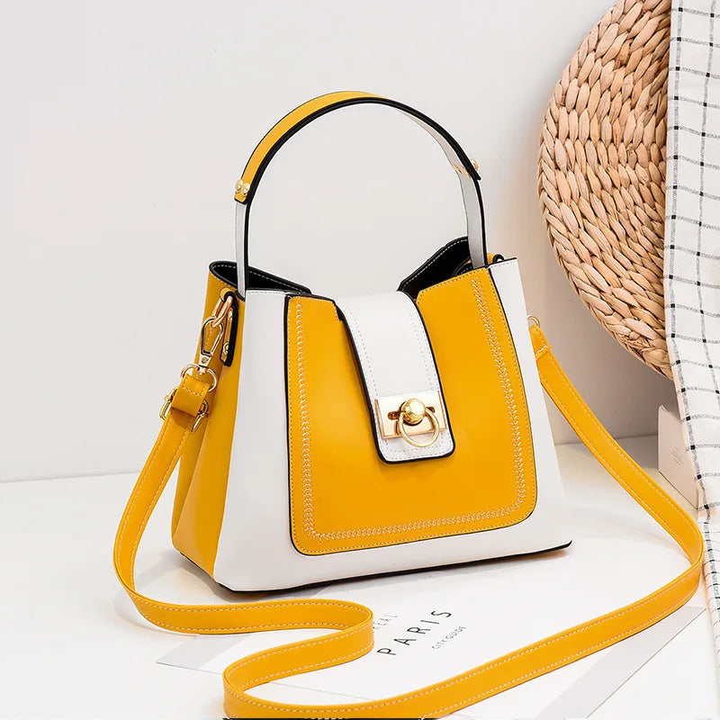 Women's Leather Crossbody Bucket Bag