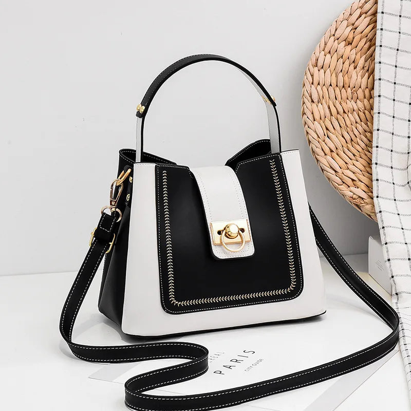 Women's Leather Crossbody Bucket Bag