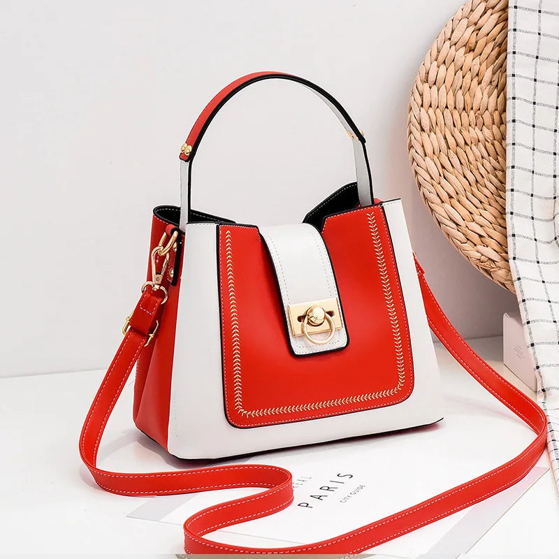 Women's Leather Crossbody Bucket Bag