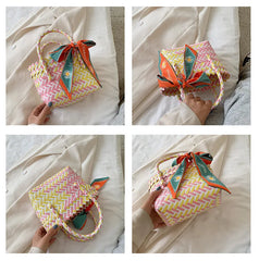 Women Woven Basket Handbag Summer Beach Shoulder Bag