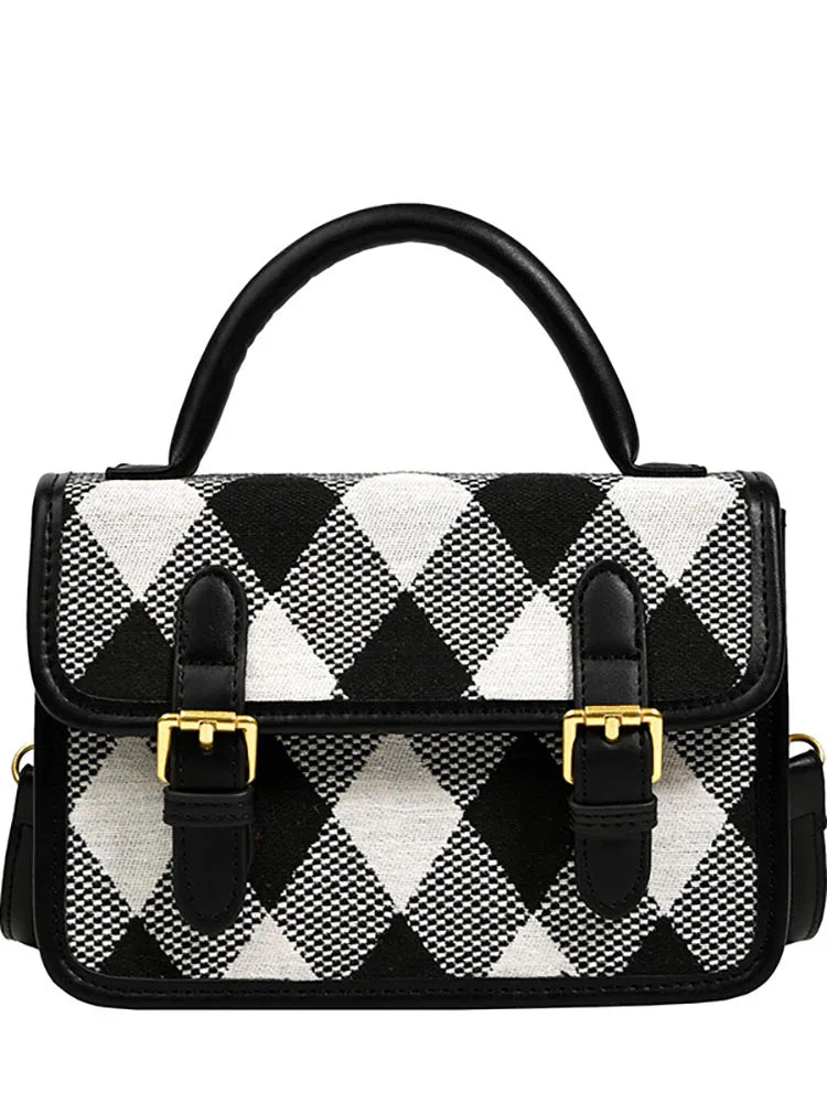 Plaid Flap Shoulder Crossbody Bag for Women Pu Leather Handbag