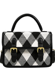 Plaid Flap Shoulder Crossbody Bag for Women Pu Leather Handbag