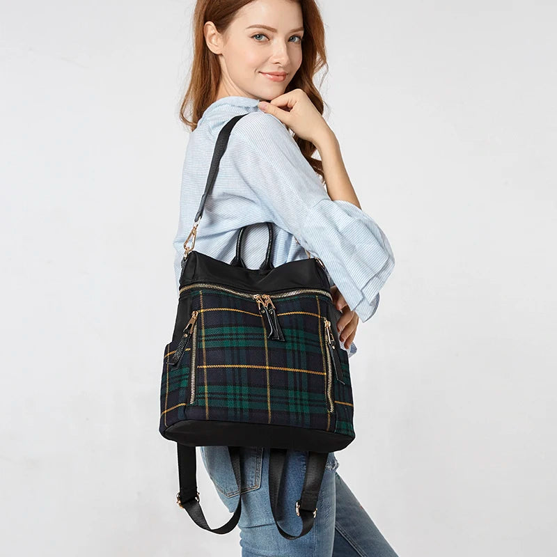 Plaid Light Women's Backpack Dual-use Travel Bag