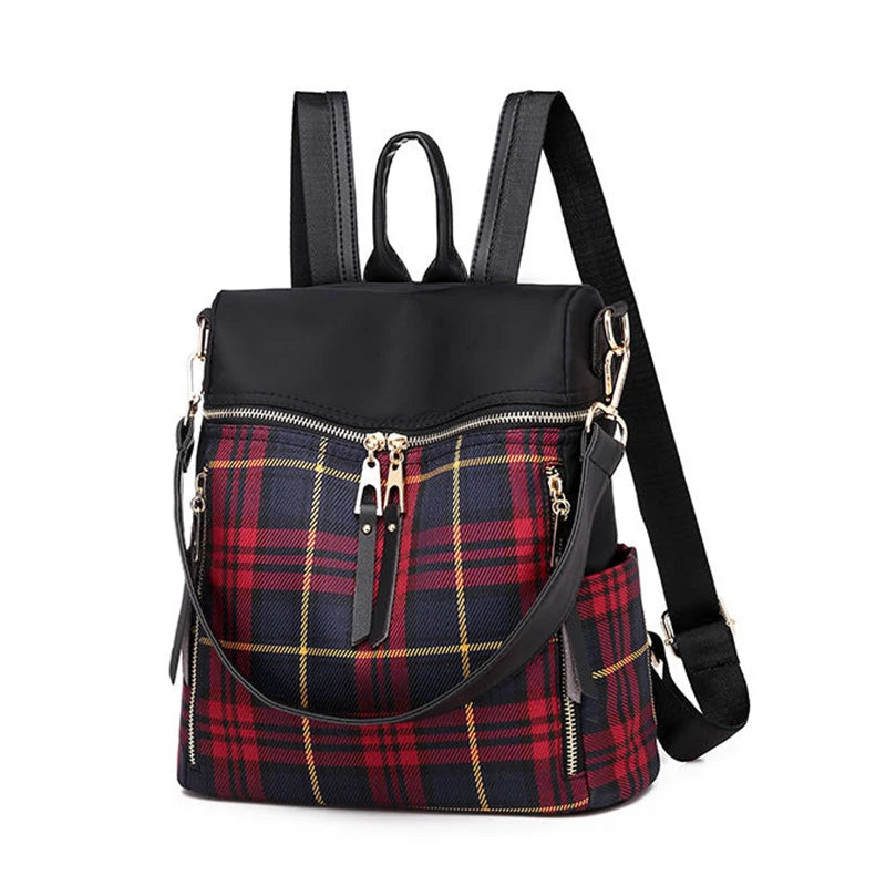 Plaid Light Women's Backpack Dual-use Travel Bag