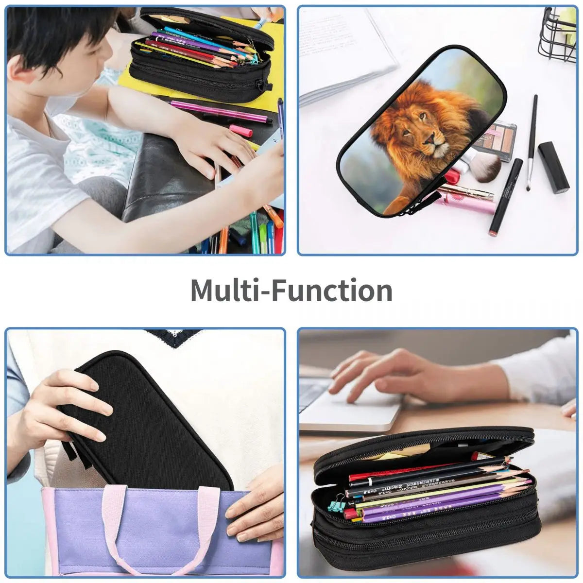 Lionn Pen Box Student School Anime Zipper Pen Bag Child Stationery Bag
