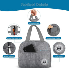 Cooler Food Lunch Bags School Kids Insulated Tote Letters Printed Bento