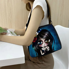 Cool Skull Print Shoulder Bag Women Gothic Travel Messenger Crossbody