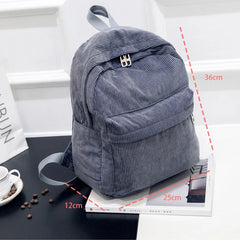 Corduroy Backpack Women School Backpack Teenger Girl School Bag