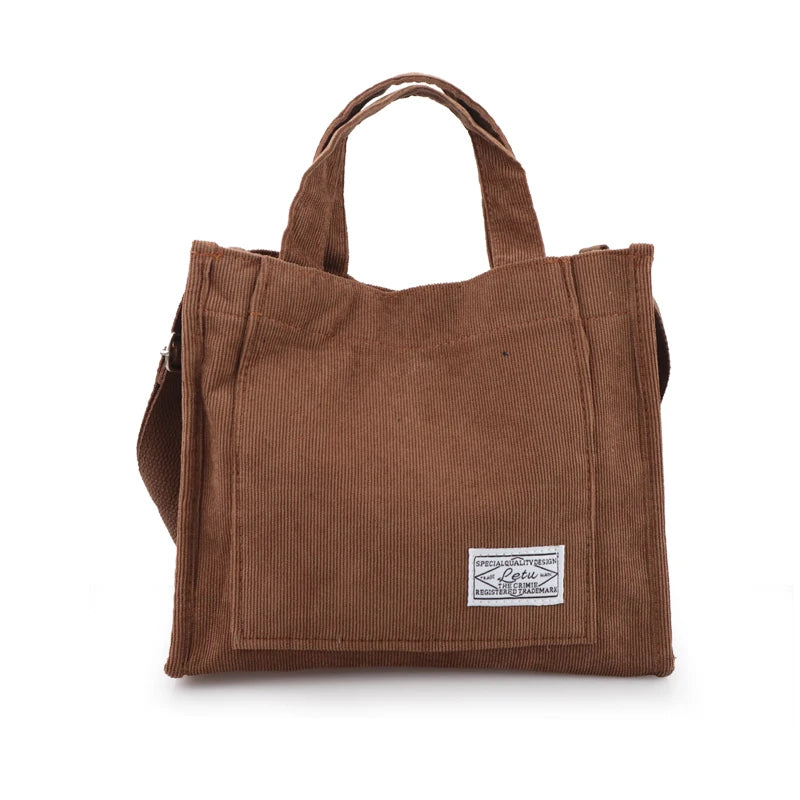 Corduroy Casual Women's Shoulder Tote Bag Retro Art Canvas Crossbody Bags
