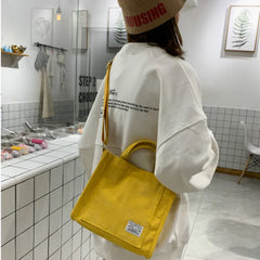 Corduroy Casual Women's Shoulder Tote Bag Retro Art Canvas Crossbody Bags