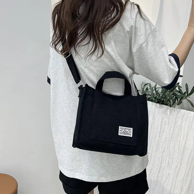 Corduroy Casual Tote Shoulder Bag Retro Art Canvas Crossbody Bags