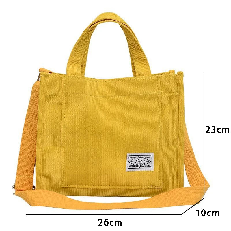 Corduroy Casual Tote Shoulder Bag Retro Art Canvas Crossbody Bags