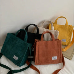 Corduroy Casual Women's Tote Shoulder Bag Retro Purse Crossbody Messenger