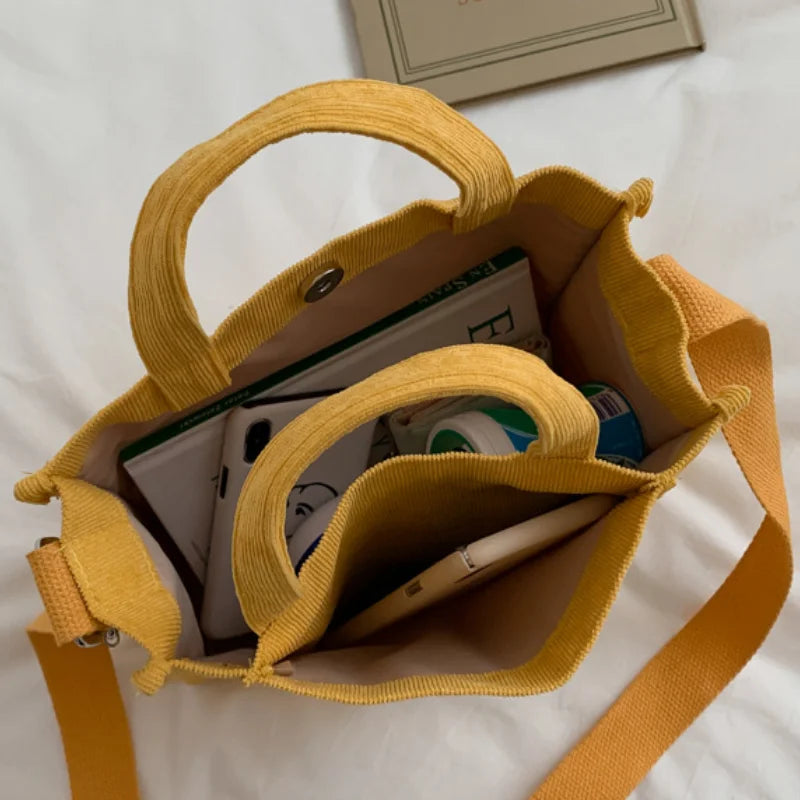 Corduroy Casual Women's Tote Shoulder Bag Retro Purse Crossbody Messenger