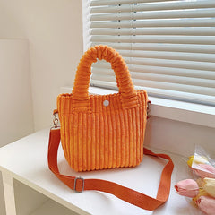 Corduroy Casual Women's Tote Shoulder Bag Solid Retro Crossbody Bags
