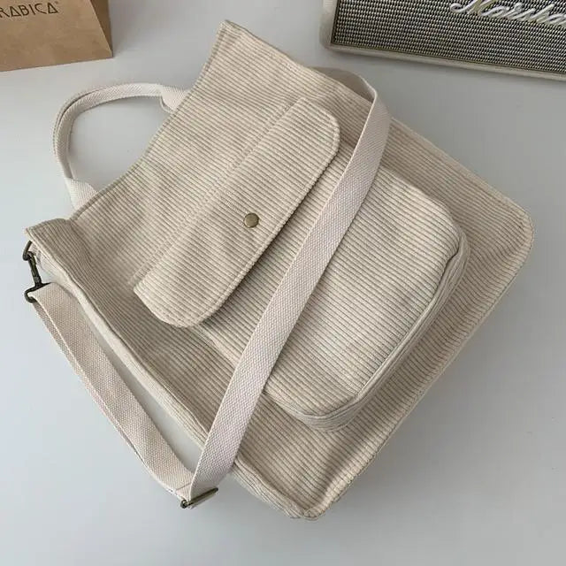 Corduroy Large-capacity Single Shoulder Bag Men Women