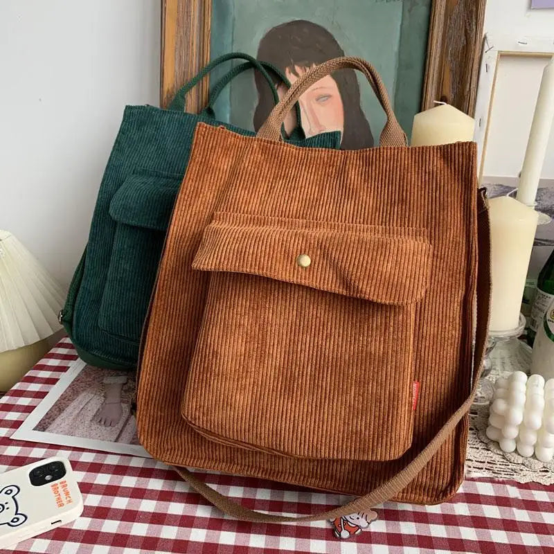 Corduroy Large-capacity Single Shoulder Bag Men Women