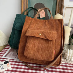 Corduroy Large-capacity Single Shoulder Bag Men Women