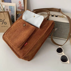 Corduroy Large-capacity Single Shoulder Bag Men Women